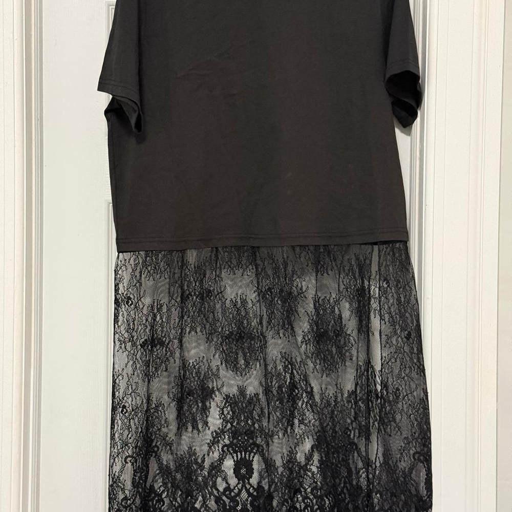 Elegant Black Lace Overlay Midi Dress